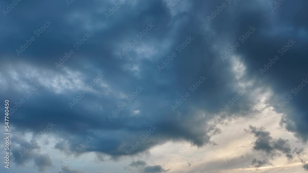 Timelapse movement of clouds. Gray rain clouds are rapidly floating across the sky. Travel by air. Perfect background for a movie Timelapse movement of clouds. Gray rain clouds are rapidly floating across the sky. Travel by air. Perfect background for a movie