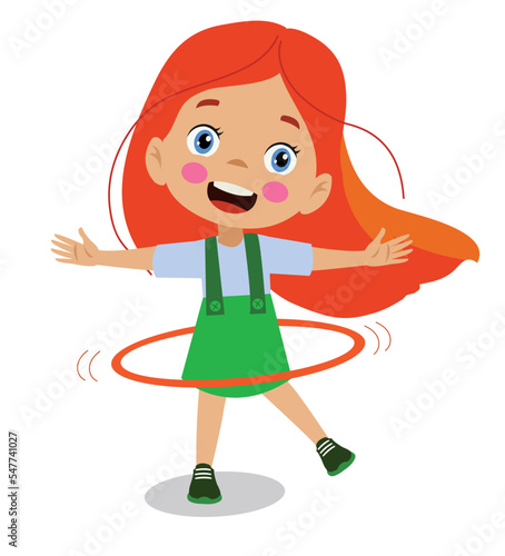 cute happy boy spinning hoop