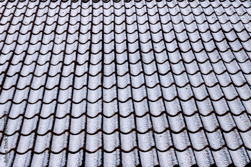 First snow on roof tiles