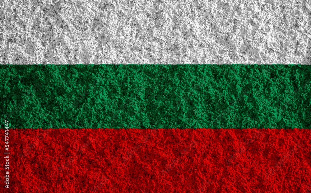 Flag of Bulgaria on a textured background. Concept collage.