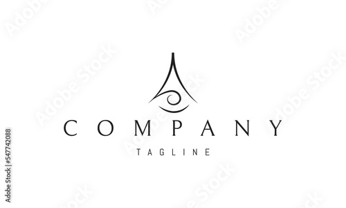 Vector logo on which an abstract image of a magic flame on the background of a tent.