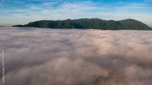 Cam mountain in An Giang, Vietnam in clouds in early morning photo