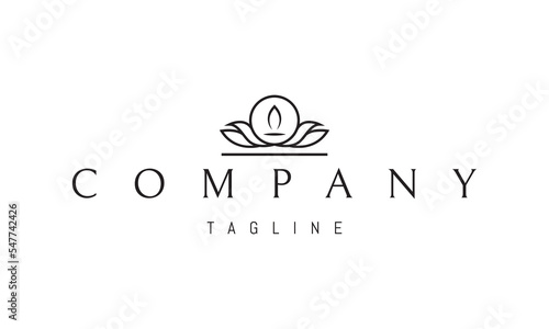 Vector logo on which an abstract image of a candle on a lily flower.