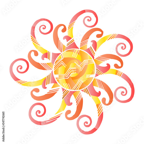 Galaxy yellow andGalaxy red sun ray's decorative clockwise swirls' golden ratio hands draw mural art red sun ray's decorative clockwise swirls' golden ratio hands draw mural art