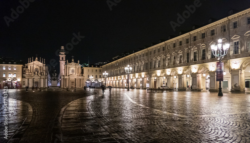 The beautiful San Carlo Square illuminated at night © Alessio