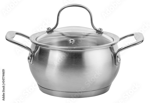 Stainless steel cooking pot isolated