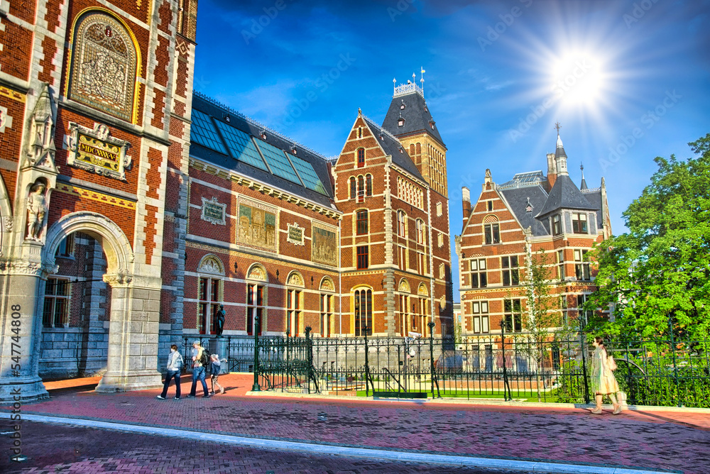Obraz premium Rijksmuseum Amsterdam museum in Holland, Netherlads, HDR