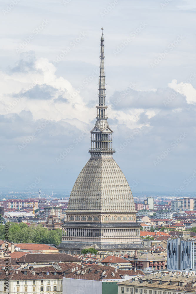 Aerial view of the Mole Antonelliana in Turin