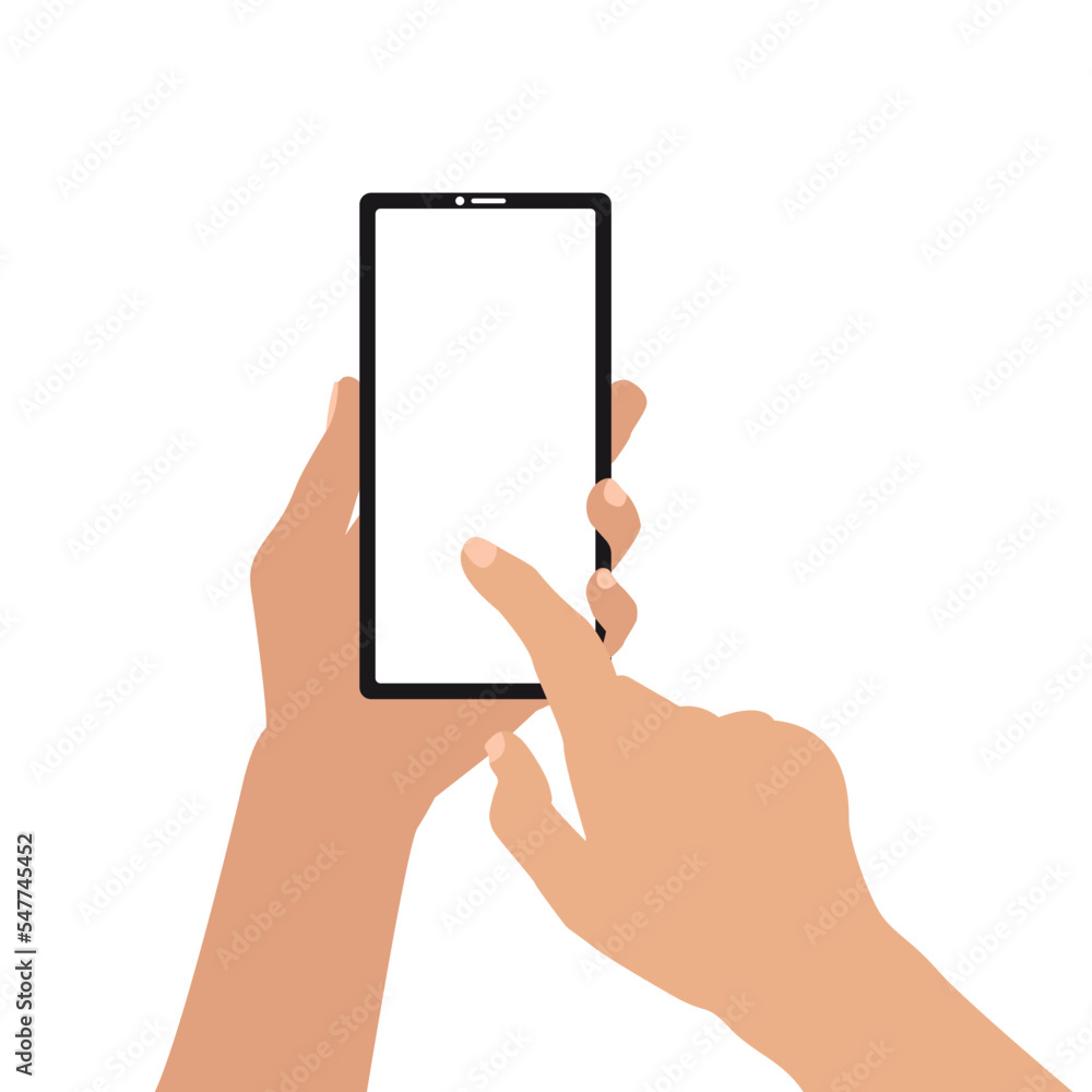 hand holding smart phone vector icon design.