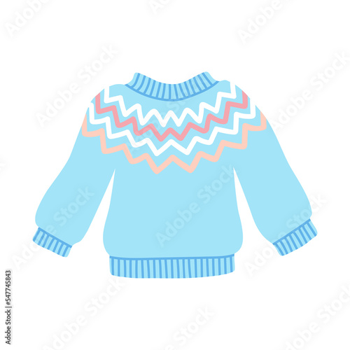 Cozy warm winter sweater. Knitted ugly christmas clothing. Flat vector cartoon illustration