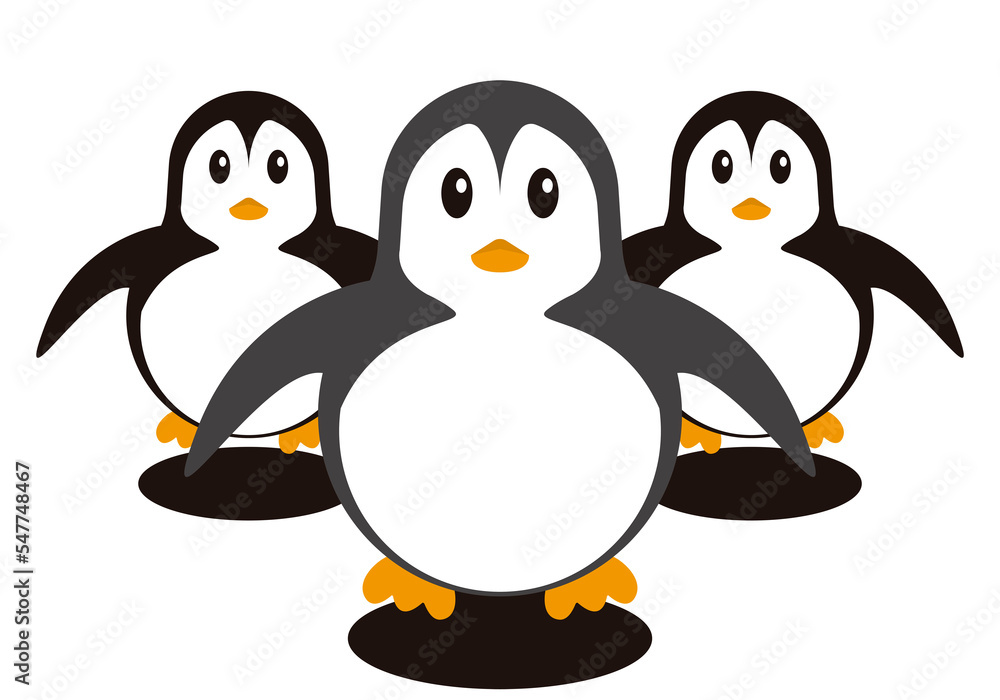 Obraz premium Tres pingüinos pequeños.