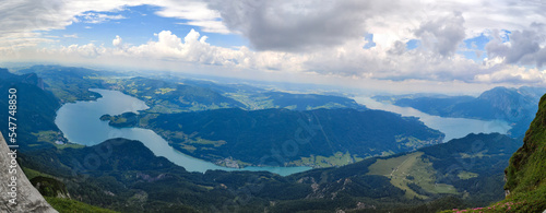 Fototapeta Naklejka Na Ścianę i Meble -  view from the top of the mountain, lakes, Austria lakes, view from above, sky, freedom