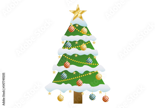 Árbol de navidad con ornamentación en fondo blanco.