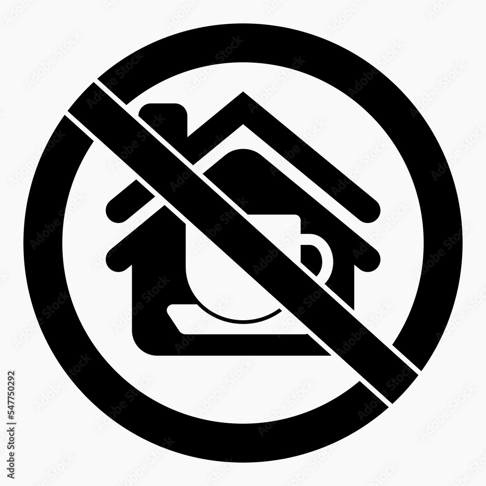 Prohibition of food in the house. Do not use food in the house. No cups in the house. Vector icon. Prohibition of food in the house. Do not use food in the house. No cups in the house. Vector icon.