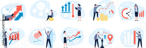 Benchmarking measurements business scenes. Quality comparison, financial operational improvements. Evaluate and comparison recent invest vector set