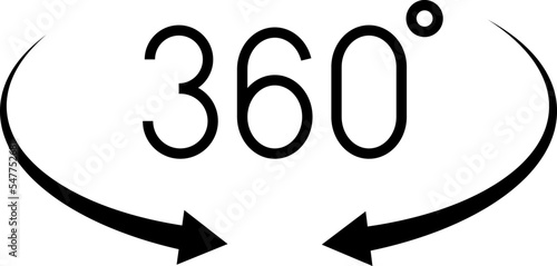 360 degrees vector icon set. Round signs with arrows rotation to 360 degrees. Rotate symbol isolated on transparent background. Vector illustration.