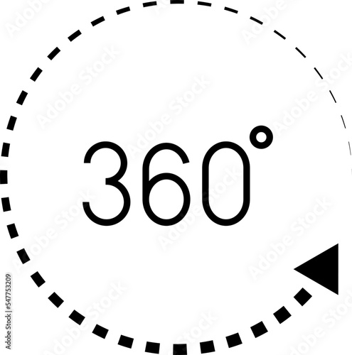 360 degrees vector icon set. Round signs with arrows rotation to 360 degrees. Rotate symbol isolated on transparent background. Vector illustration.