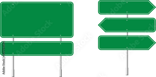 Blank signs vector for information of road direction, maps, text or banner. Road sign in realistic style isolated on white background. Danger blank warning empty sign.