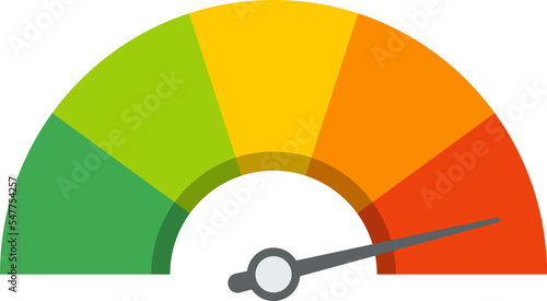Dashboard colorful speedometer icons set. Tachometer icon isolated. Performance indicator sign. Car speed. Fast internet speed sign. Speedometer icon. 3D meter with green, yellow, red indicators.
