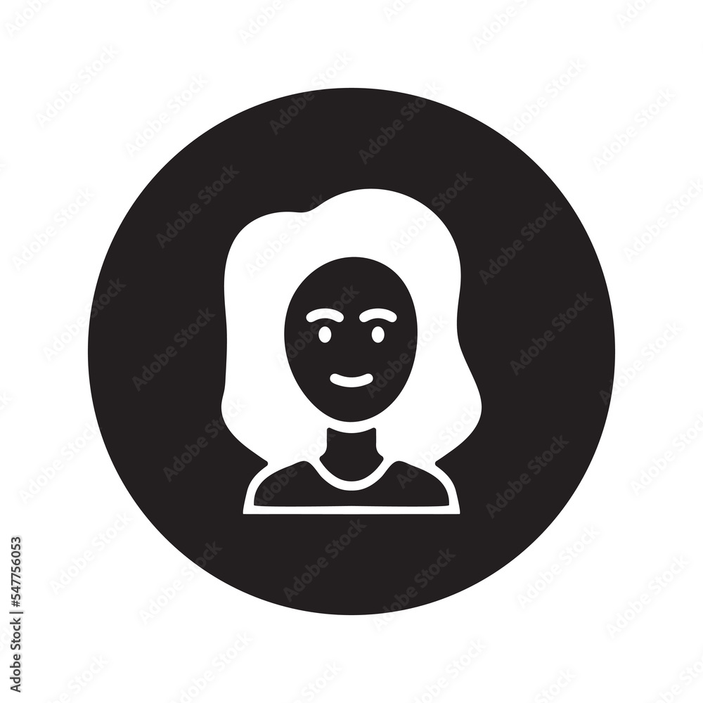 Women face simple icon. Editable black vector illustration. Women face simple icon. Editable black vector illustration.