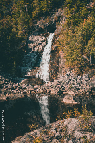 Beautiful waterfall in Norway during autumn