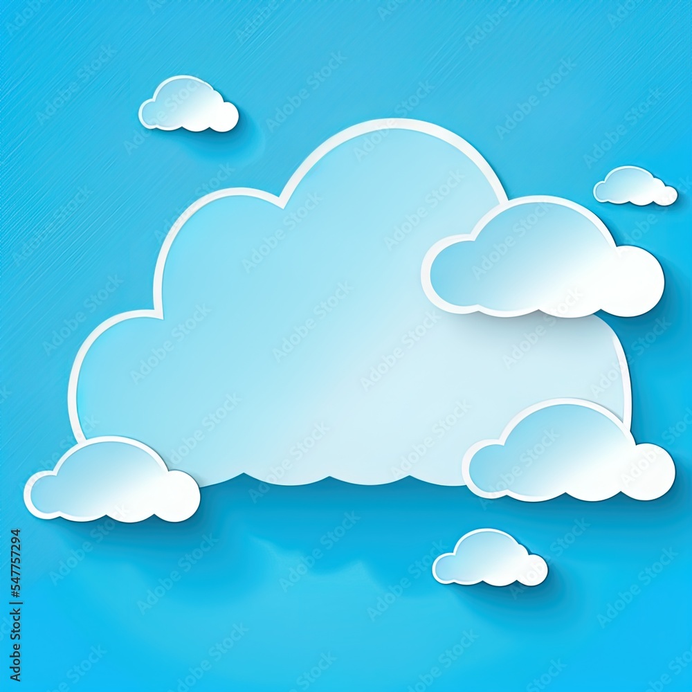 Cloud with the blue sky cartoon paper cut style background 2d illustrated illustration and blank space for text. Cloud with the blue sky cartoon paper cut style background 2d illustrated illustration and blank space for text.