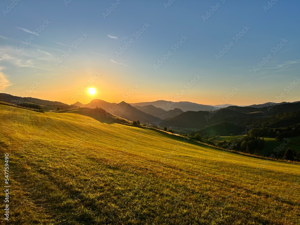 sunset in the mountains - obrazy, fototapety, plakaty 