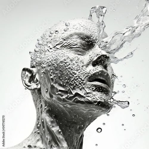 Artistic water splash forming a face of a person