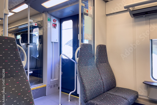 Emtpy interior of a train in Belgium photo