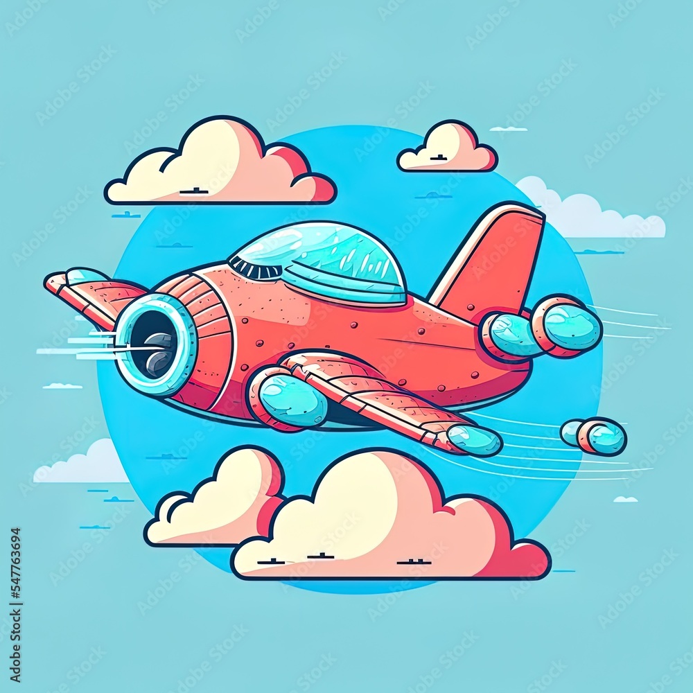 Obraz premium illustration of an airplane flying in the sky