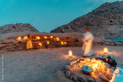 Night photo in desert Dahab , South Sinai , Egypt