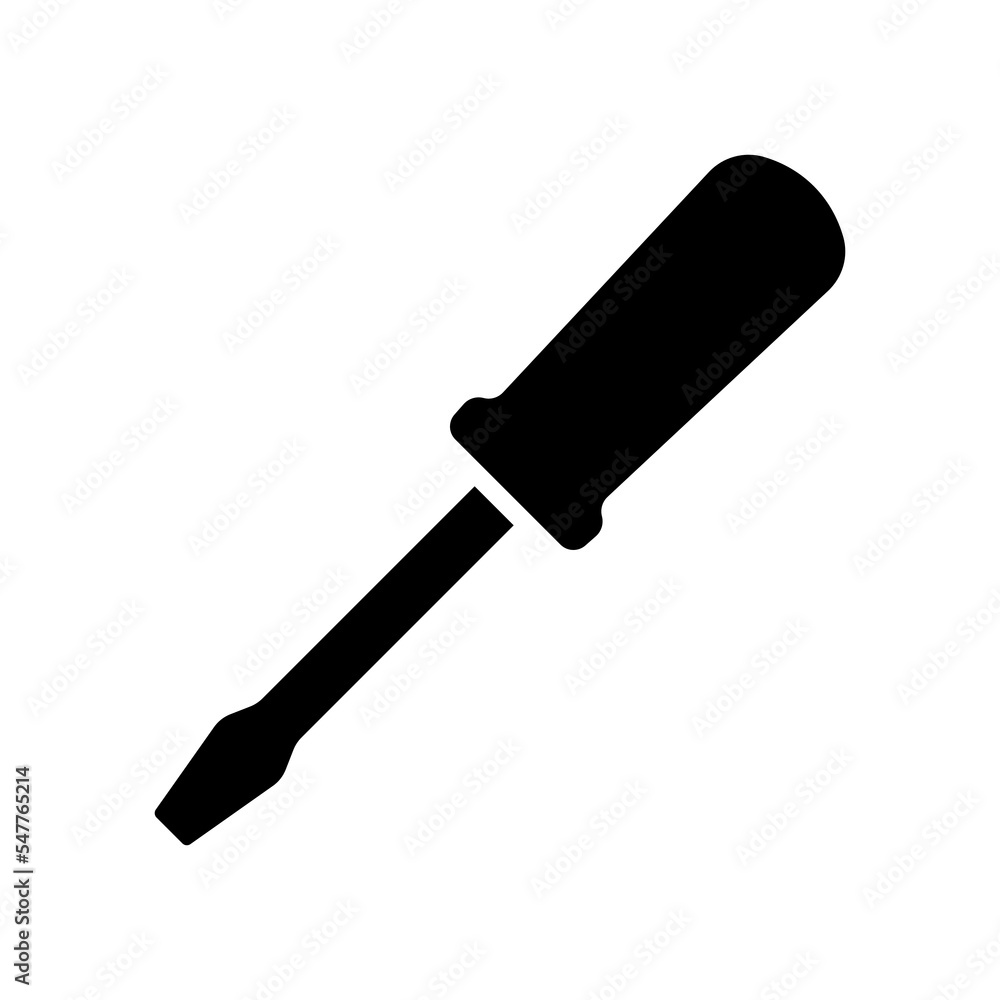 Screwdriver icon. Black silhouette. Front side view. Vector simple flat graphic illustration. Isolated object on a white background. Isolate. Screwdriver icon. Black silhouette. Front side view. Vector simple flat graphic illustration. Isolated object on a white background. Isolate.