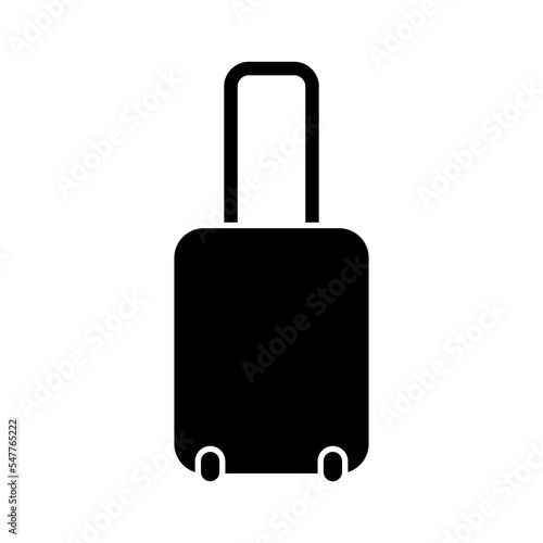 Suitcase on wheels icon. Black silhouette. Front side view. Vector simple flat graphic illustration. Isolated object on a white background. Isolate.