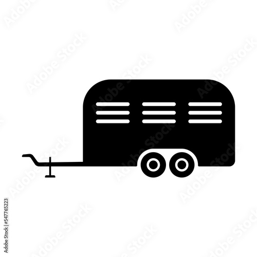 Trailer icon. Black silhouette. Side view. Vector simple flat graphic illustration. Isolated object on a white background. Isolate.