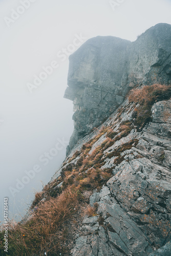 Preikestolen during moody weather in autumn Norway photo