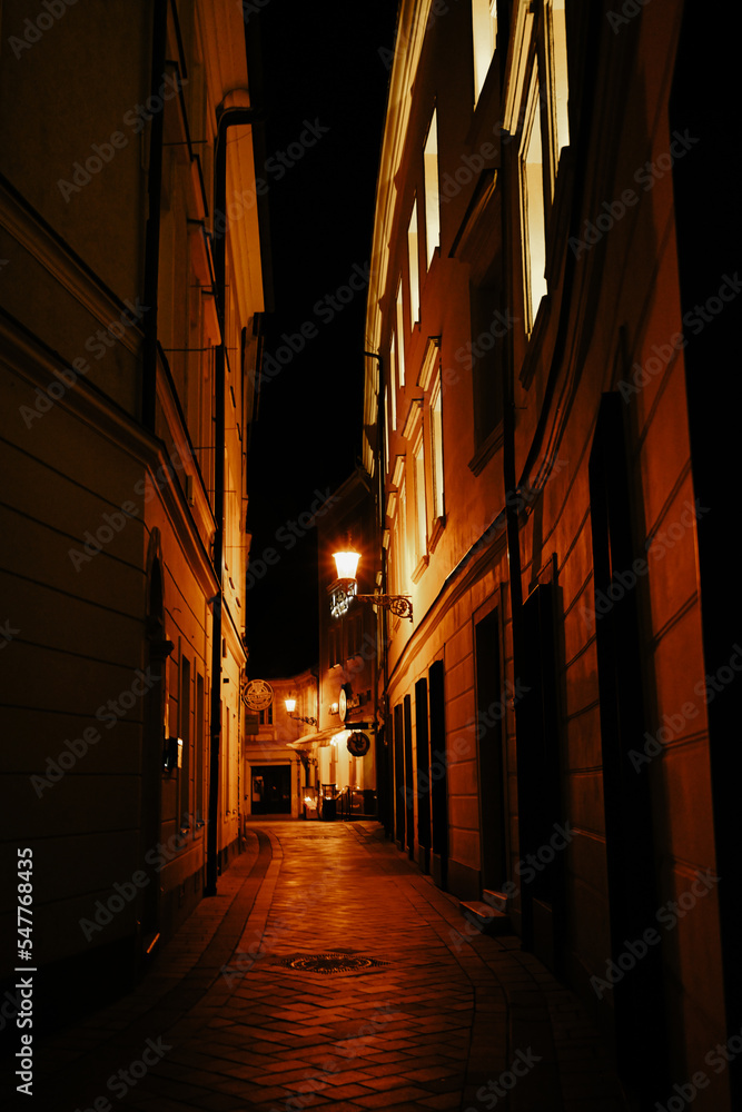 Bratislava Old Town Street at Night