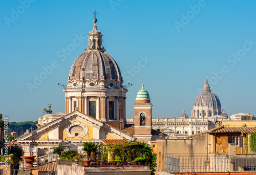 Rome cityscape seen from Pincian hill, Italy