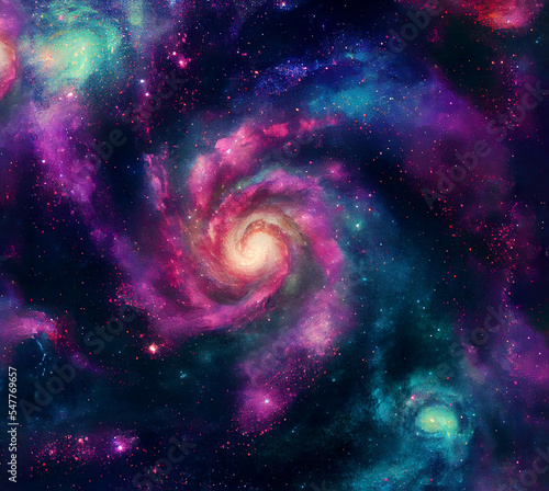 Swirling galaxy colorful pattern