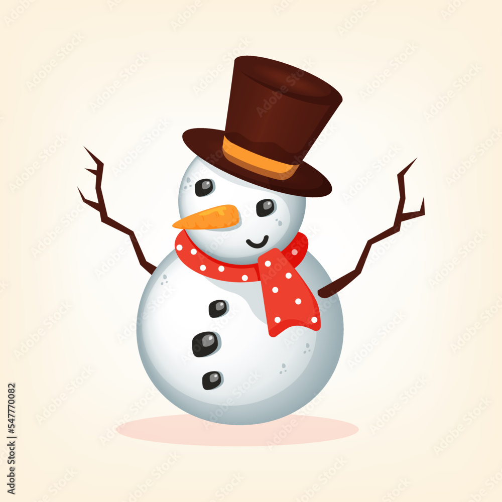 New Year's snowman with a scarf and a cap New Year's snowman with a scarf and a cap