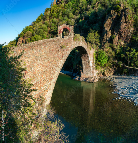 Ponte del Diavolo amazing view on the Lanzo River, in Piedmont Italy