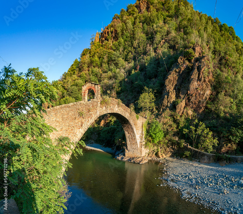 Ponte del Diavolo amazing view on the Lanzo River, in Piedmont Italy