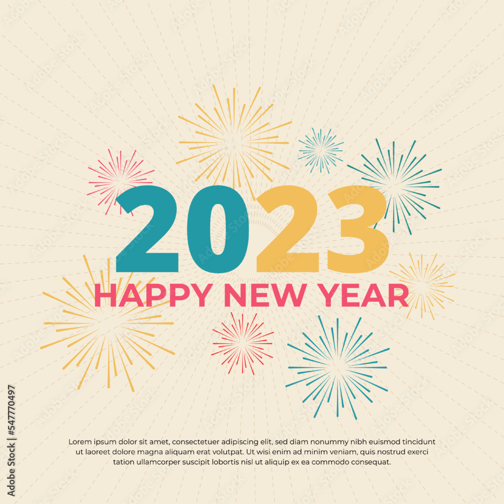 Cheerful happy new year greeting card 2023 celebration background