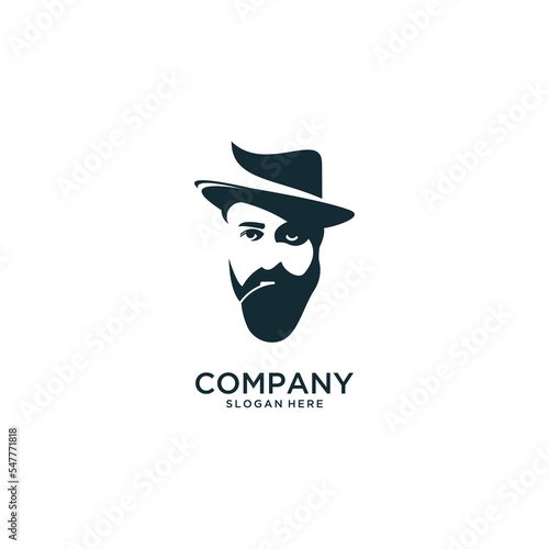 Hat and beard person silhouette