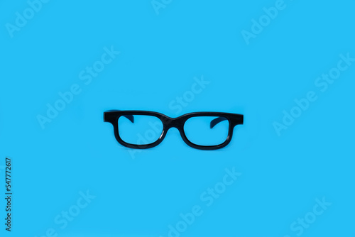 Glasses on a bright blue background