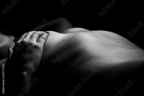 Sensual naked woman black and white