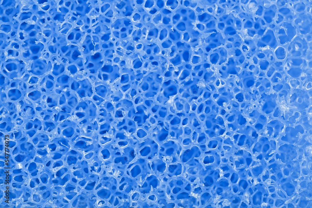 Blue polymeric material with a foam structure Blue polymeric material with a foam structure