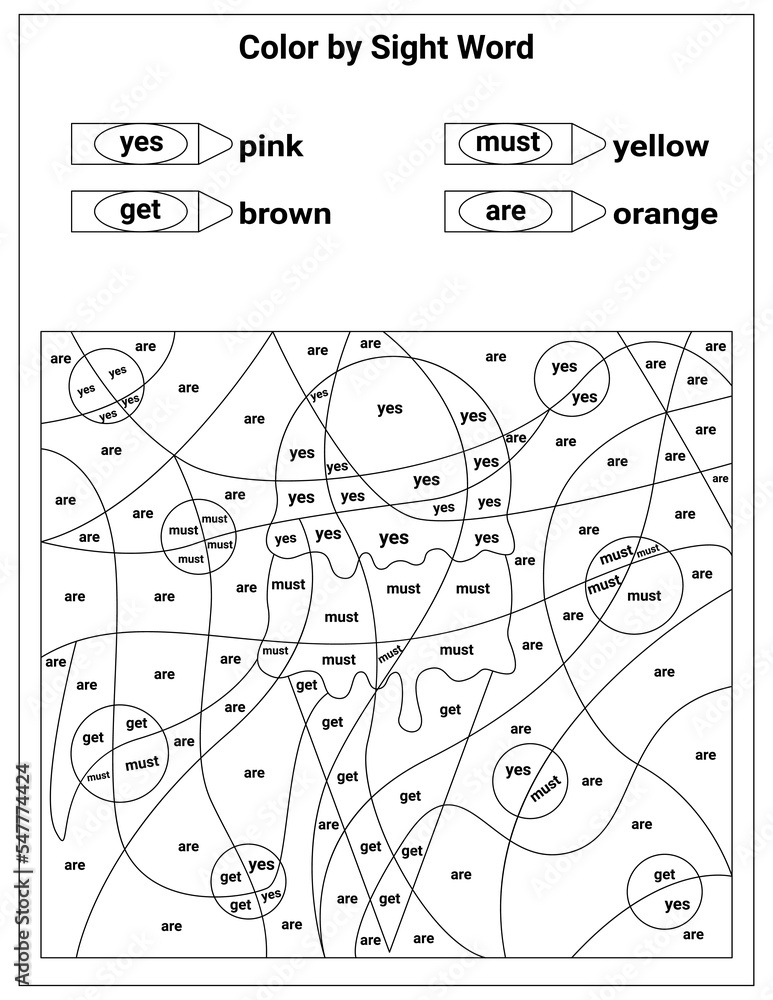 Sight Words Coloring Pages Educational Worksheet for preschool and ...