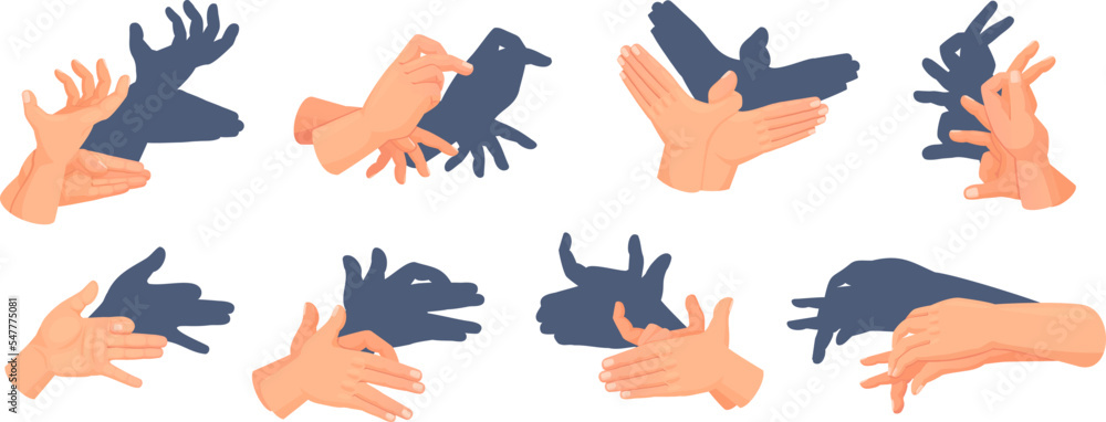 Gestures animal shadows. Vintage shadow theater concept, hand play theatrical puppet human imagination idea creative light show game animals elements, ingenious vector illustration Stock Vector | Adobe Stock Gestures animal shadows. Vintage shadow theater concept, hand play theatrical puppet human imagination idea creative light show game animals elements, ingenious vector illustration Stock Vector | Adobe Stock