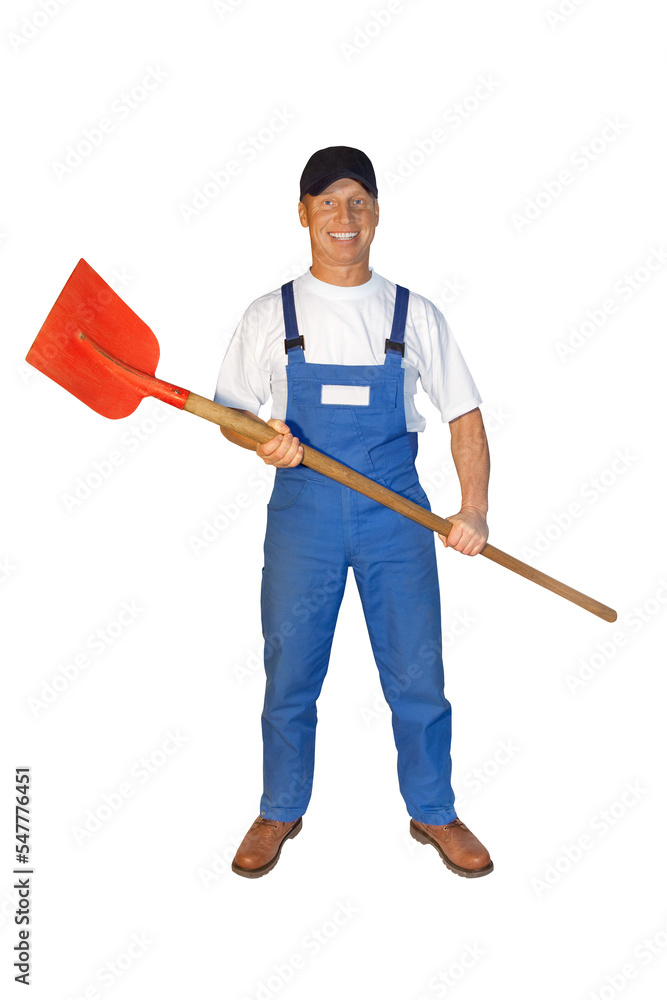 Craftsman series: Workman holding a shovel. Craftsman series: Workman holding a shovel.