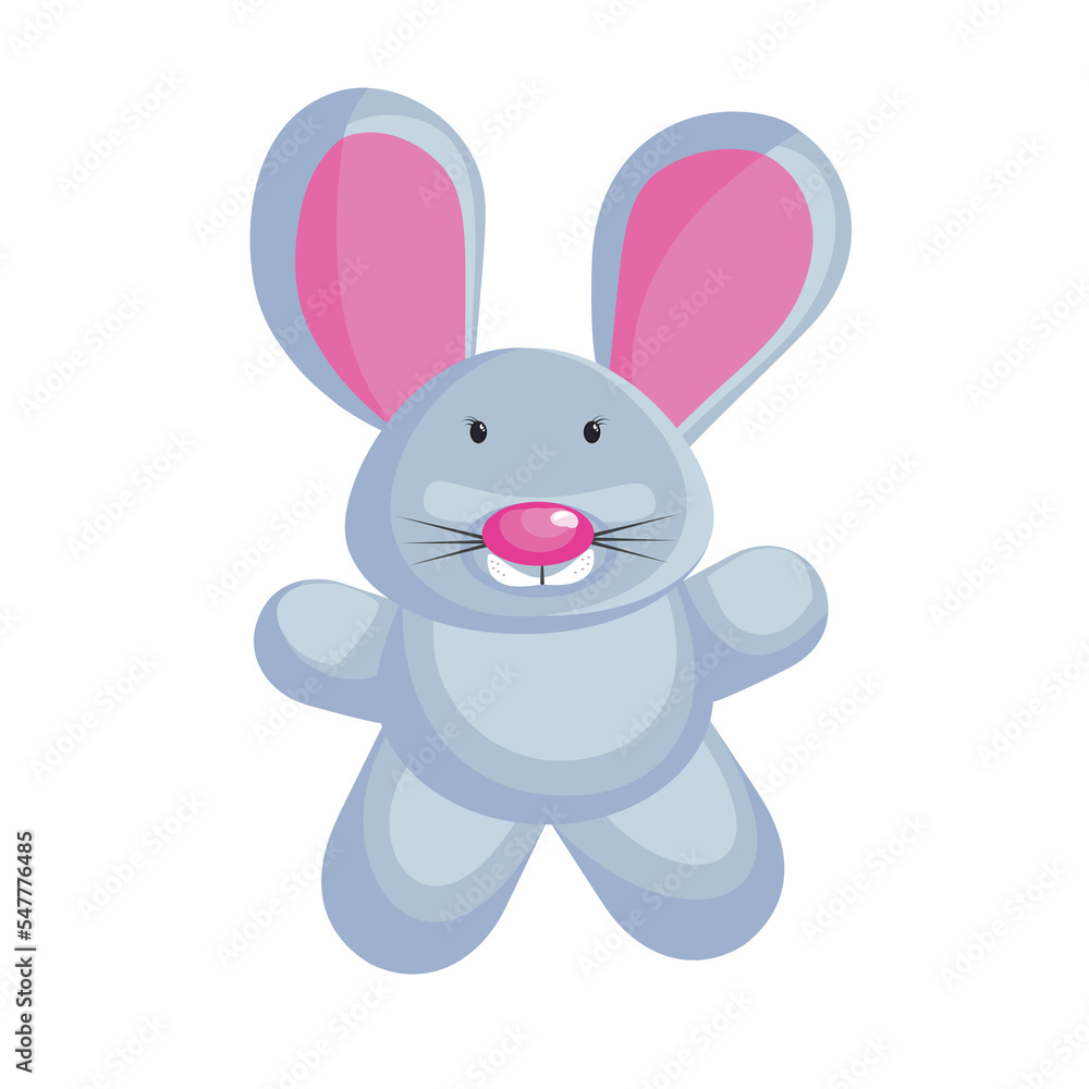 Gray rabbit. Color illustration of an animal on a white background. Gray rabbit. Color illustration of an animal on a white background.